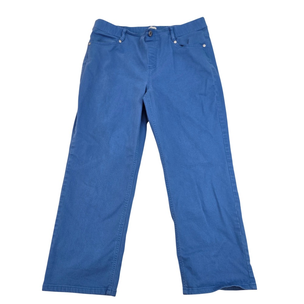 J. Jill Jeans Women's 14 Blue High Rise Cropped Straight‎ Leg Stretch Denim Mom